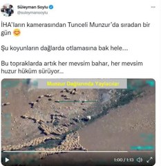 Bakan Soylu, Munzur Dağları'nın İHA'larla çekilmiş doğa harikası görüntülerini paylaştı