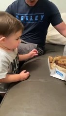 kid has wholesome reaction to box of brownies