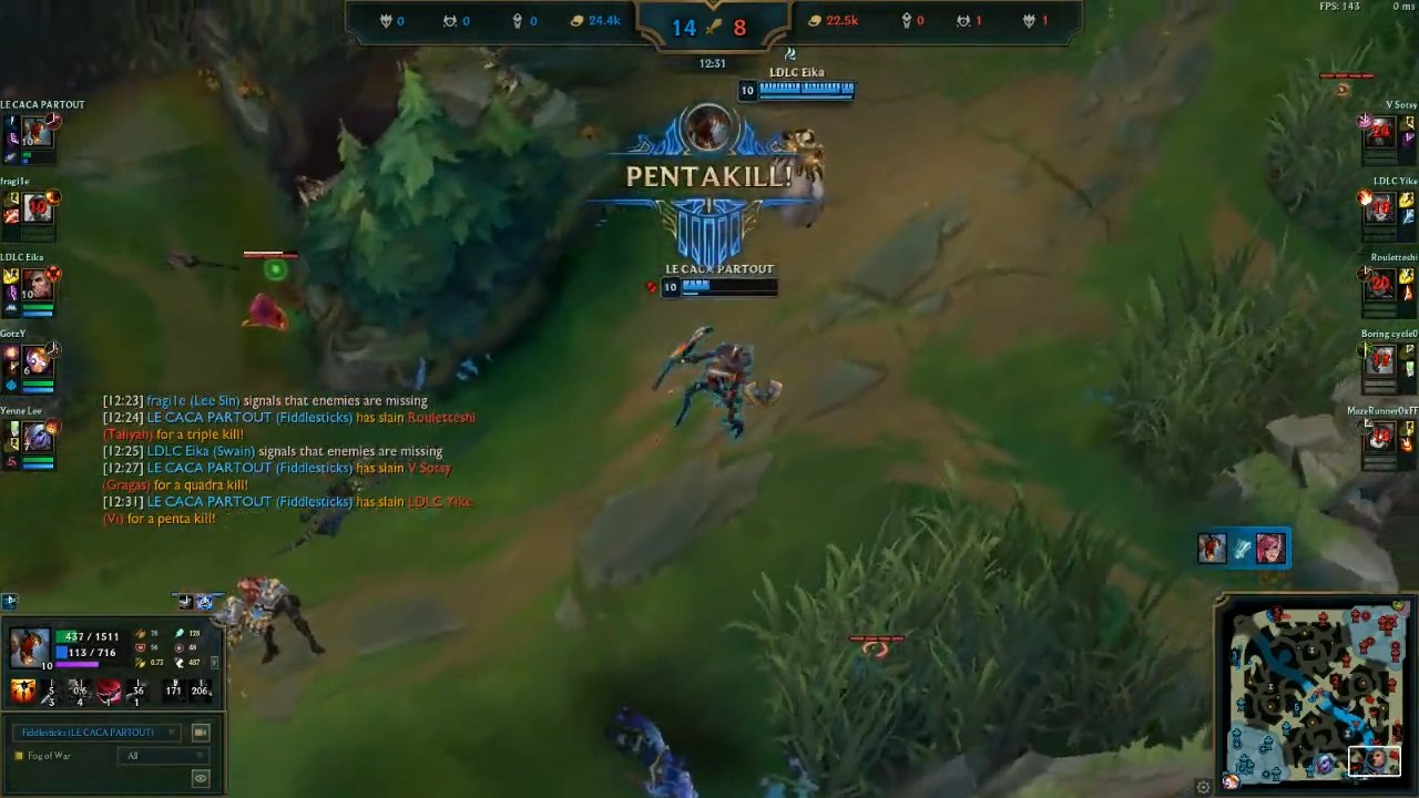 LoL: O pentakill de Fiddlesticks com apenas