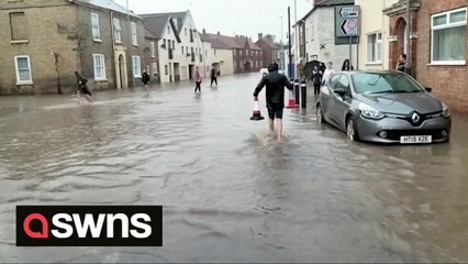 A town has been hit by severe flash flooding just days after a historic drought.