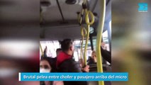 Brutal pelea entre chofer y pasajero arriba del micro