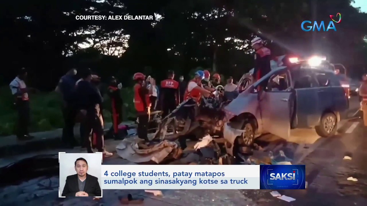 4 college students, patay matapos sumalpok ang sinasakyang kotse sa truck | Saksi