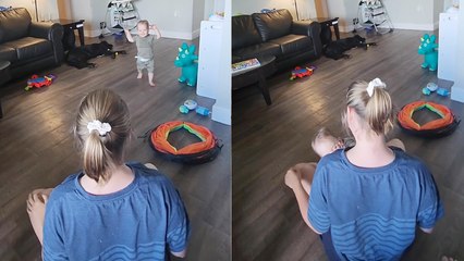 'Hungry 1 y/o baby gets excited as mom 'drops 'em out' '