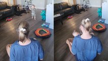 'Hungry 1 y/o baby gets excited as mom 'drops 'em out' '