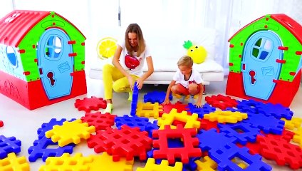Vlad and Nikita Playing with Toy Blocks - Hide and Seek with Mom