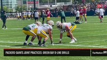 Packers-Saints Joint Practices: Green Bay Offensive Line Drills