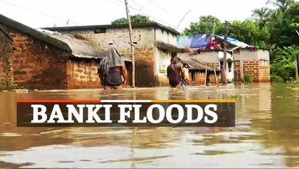 Odisha Floods- Banki People Wade Through Knee-Deep Water