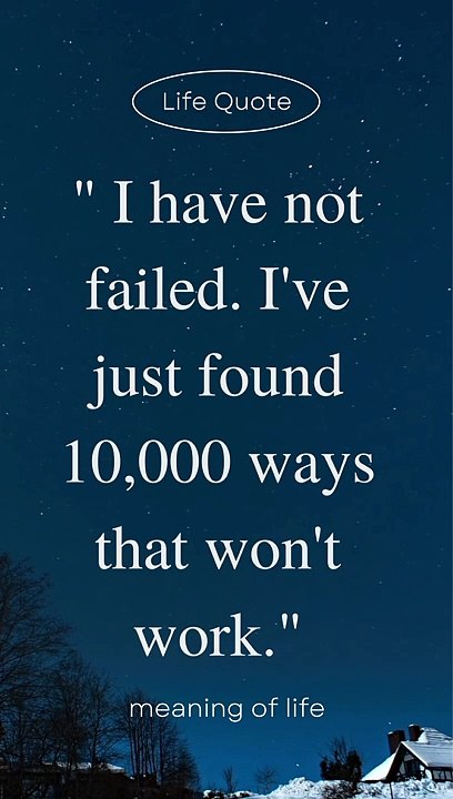I have not failed. I've just found 10,000 ways that won't work.