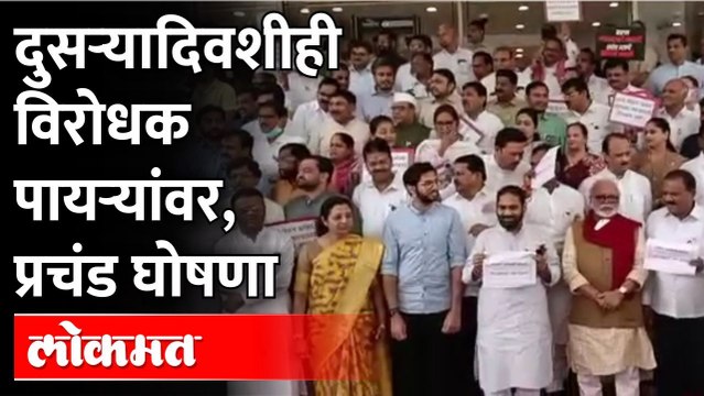सरकारविरोधात विरोधकांचा पायऱ्यांवर राडा|Maharashtra Monsoon Session 2022|Shinde -Fadnavis Government