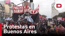 Imágenes de las protestas de sindicatos de Argentina que piden al Gobierno frenar inflación