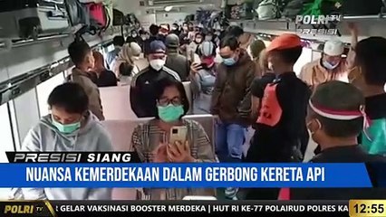 Peringati HUT Ke-77 RI, Penumpang KAI Serayu Mengheningkan Cipta Dalam Gerbong Kereta Api Perjalanan Senen-Purwokerto