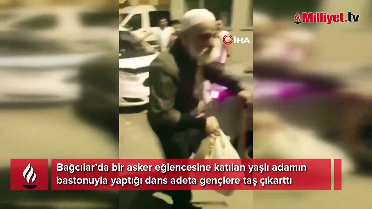 Asker eğlencesinde bastonuyla dans eden dede ilgi odağı oldu