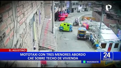 Mototaxi cae sobre vivienda: vecino intentó ayudar pero terminó cayendo sobre techo