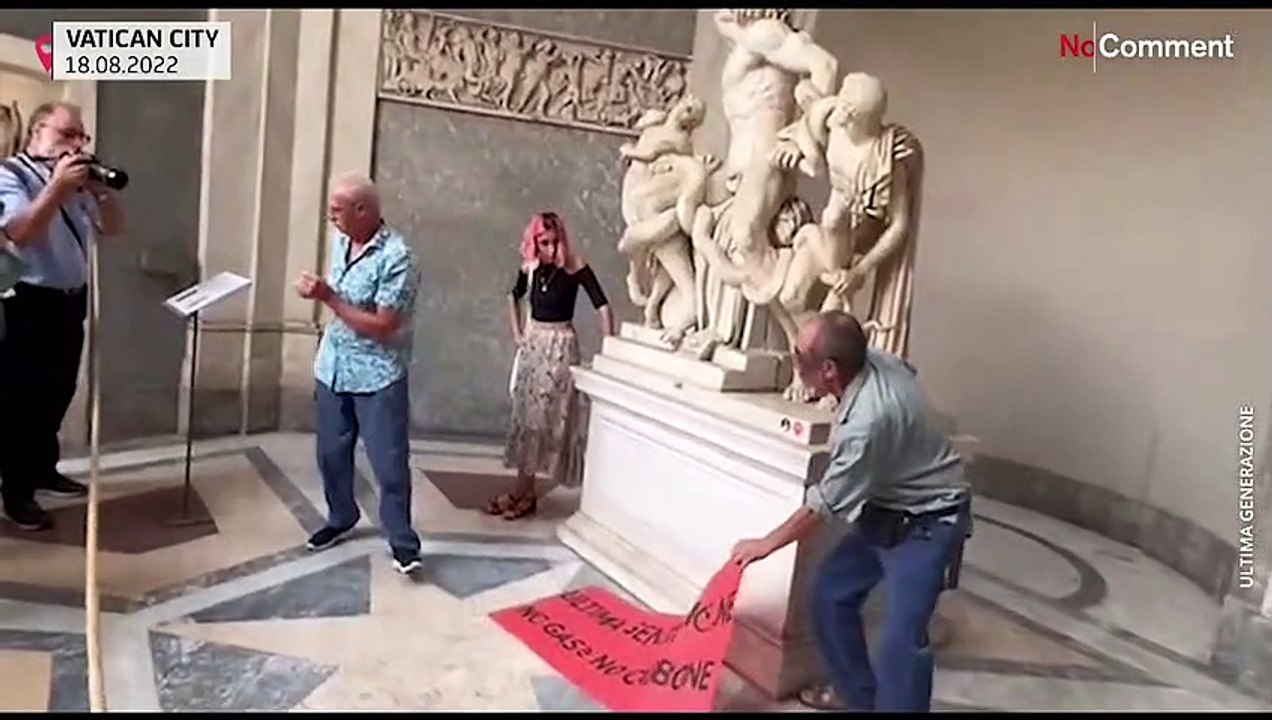 Climate activists protest at Vatican Museums