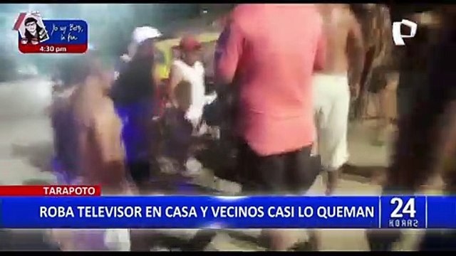 Casi lo queman vivo: Vecinos capturan a delincuente por robar televisor