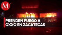 En Zacatecas, civiles armados incendian tienda de conveniencia