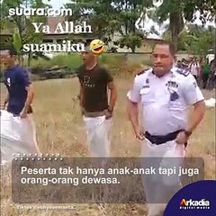 Suami Jatuh Bangun Ikuti Perlombaan, Teriakan Sang Istri Bikin Semangat Kembali