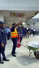 Probably the worst fire safety demo ever