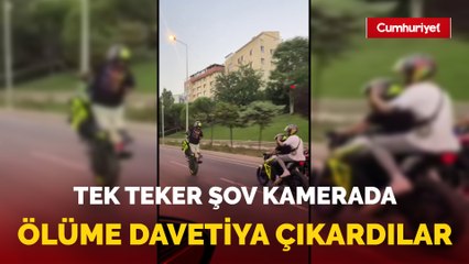 Şişli'de trafikte tek teker motosiklet şov kamerada