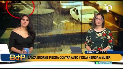 Rímac: Delincuente lanzó enorme piedra a taxi para robarle a la conductora