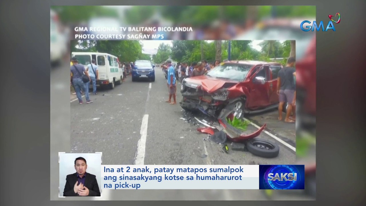 Ina at 2 anak, patay matapos sumalpok ang sinasakyang kotse sa humaharurot na pick-up | Saksi