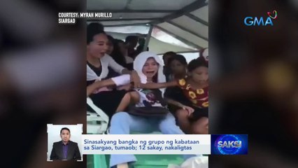 Sinasakyang bangka ng grupo ng kabataan sa Siargao, tumaob; 12 sakay, nakaligtas | Saksi