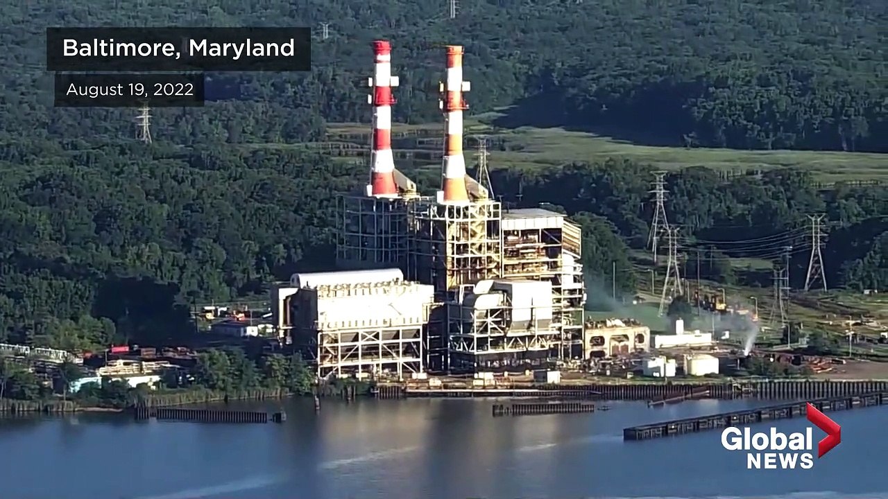 Spectacular implosion brings down former Maryland power station