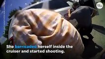 Woman escapes cuffs, opens fire from cop car