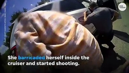 Woman escapes cuffs, opens fire from cop car