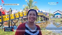 Keseruan Emak-Emak, Semangat Ikut Lomba Panjat Pinang Khusus Wanita di Sungai Gampa Banjarmasin
