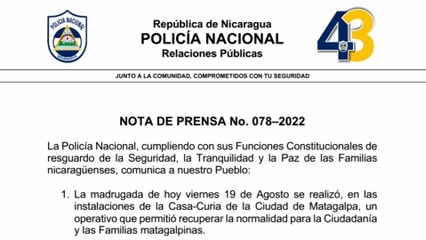 Policía Nacional informa sobre operativo para resguardar el orden en Matagalpa