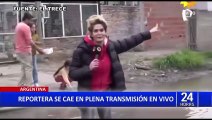 Argentina: Reportera se cae durante transmisión en vivo