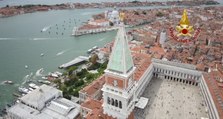 Venezia - Maltempo, ricognizione dei droni sul Campanile di San Marco (20.08.22)