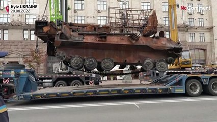 Destroyed Russian tanks on display in Kyiv for Independence Day.