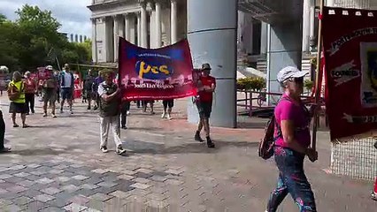 The Support the Strikes rally marches from Portsmouth Guildhall