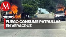 En Veracruz, incendian patrullas de la policía estatal con bombas molotov