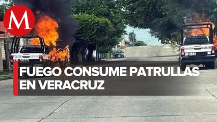 En Veracruz, incendian patrullas de la policía estatal con bombas molotov