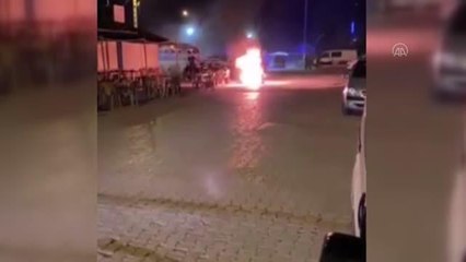 Seyir halindeki motosiklet yandı