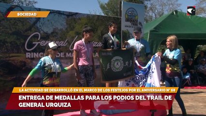 Entrega de medallas para los podios del Trail de General Urquiza