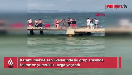 İskelede tekme tokat kavga