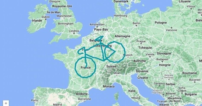 GPS drawing : ils pédalent plus de 7 000 km à travers l'Europe et dessinent le plus grand vélo jamais réalisé