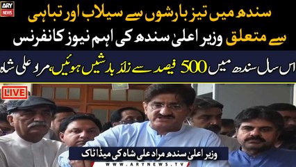 Chief Minister Sindh, Murad Ali Shah media briefing over flood situation in Sindh