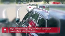 Almanya'da Türk sürücü gündem oldu! Trafikte fark etti, aracı önüne kırdı