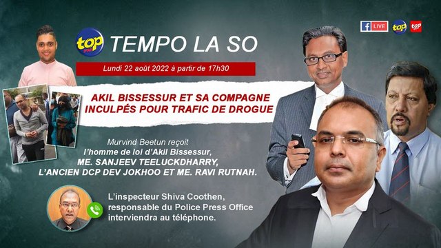 tempo la So : Akil Bissessur et sa compagne inculpés pour trafic de drogue : Murvind Beetun reçoit Sanjeev Teeluckdharry, Ravi Rutnah et Dev Jokhoo.