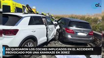 Así quedaron los coches implicados en el accidente provocado por una kamikaze en Jerez
