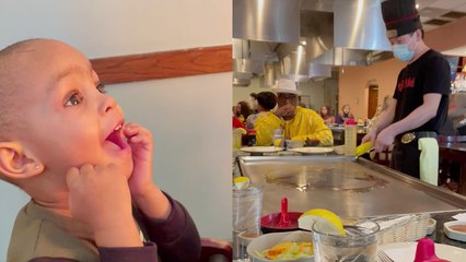'Kids' AMAZING reactions to watching their food getting made on THEIR TABLE *Hibachi Experience* '