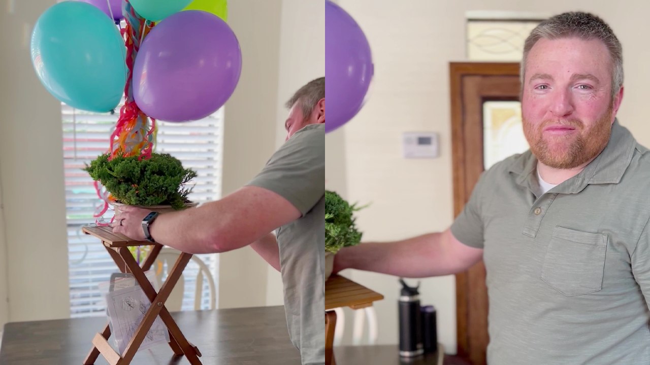 'Birthday boy gets super excited after wife sur...