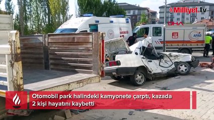 Otomobil park halindeki kamyonete çarptı: 2 ölü