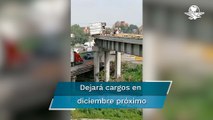 Tráiler queda a punto de caer desde puente tras volcadura en autopista México- Querétaro