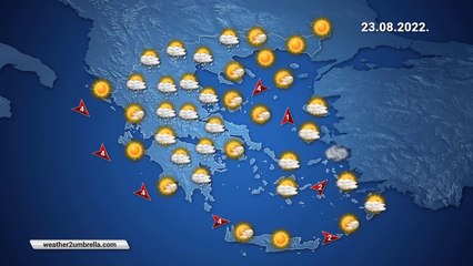 Η πρόγνωση του καιρού για την Τρίτη 23-08-2022